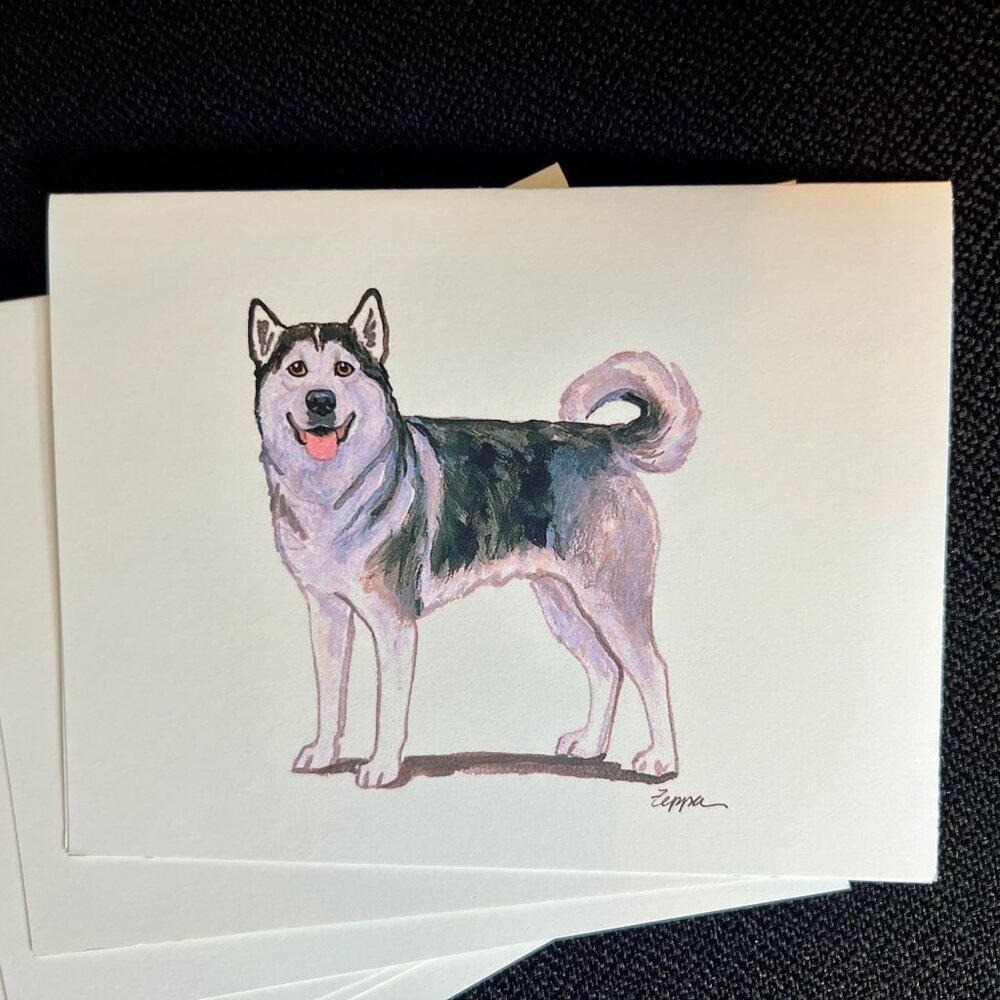 Set of 6 Malamute Dog Note Cards - Blank Inside